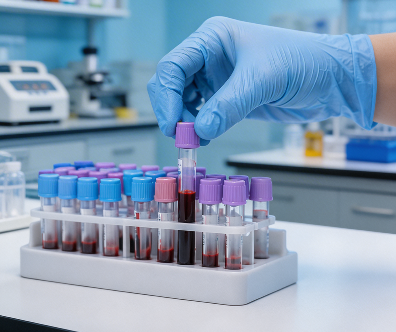 Blood tube rack handling in laboratory
